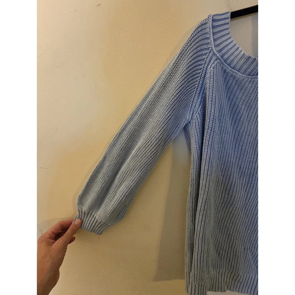VICI Women's Size Medium Long‎ Sleeve Blue Cold Shoulder Oversized Sweater Beach